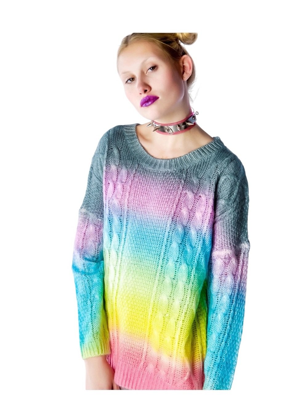 Rare Y2K Find: UNIF 𖣴 Cake Sweater 𖣴 Rainbow 𖣴 Large 𖣴 Cult Classic Dolls Kill